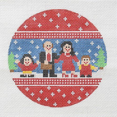 Canvasworks Yuppy Family of Four Ornament Needlepoint Canvas