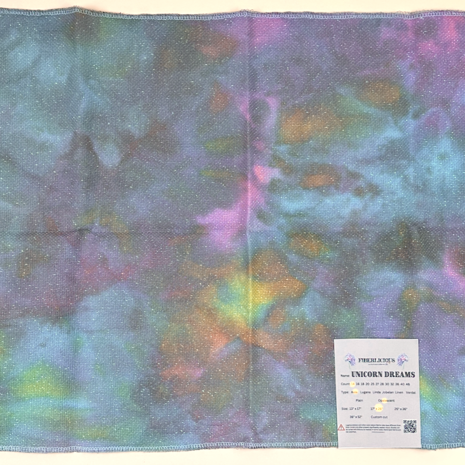 14 ct Hand Dyed Aida Cross Stitch Fabric by Fiberlicious - Unicorn Dreams