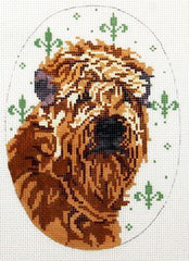 Barbara Russell Soft Coated Wheaten Terrier Dog Oval Needlepoint Canvas