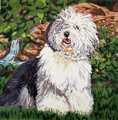Barbara Russell Old English Sheep Dog Needlepoint Canvas