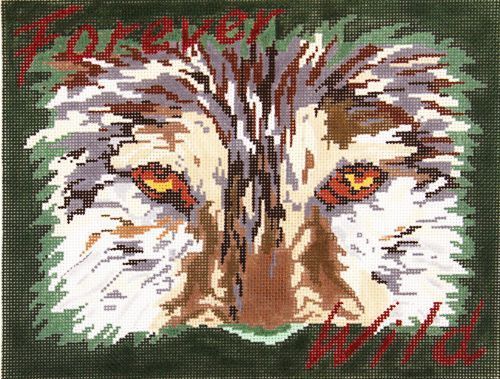 Barbara Russell Forever Wild Wolf Needlepoint Canvas