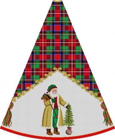 Susan Roberts Needlepoint Shearling Coat Santa Tartan Tree Skirt Needlepoint Canvas