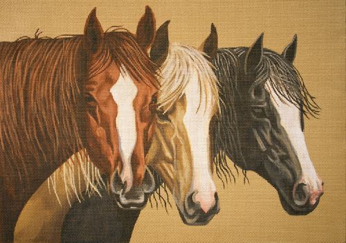 Susan Roberts Needlepoint 3 Blaze Horses Needlepoint Canvas