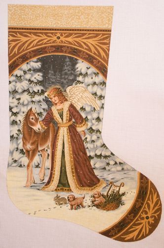 Liz Goodrick-Dillon Angel with Pony and Puppies Stocking Needlepoint Canvas