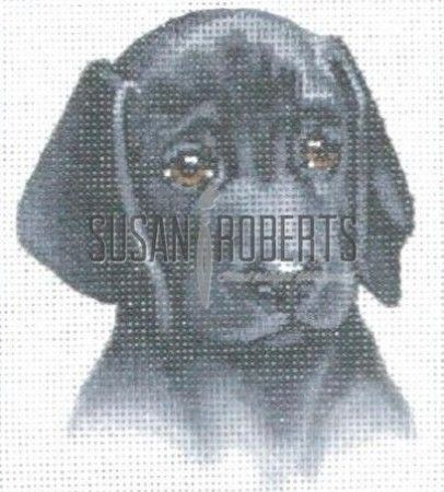 Susan Roberts Needlepoint Black Lab Puppy small pillow Needlepoint Canvas