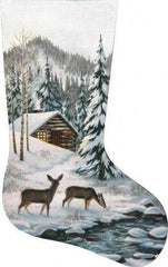 Liz Goodrick-Dillon Cabin in the Woods Stocking Needlepoint Canvas - 18M