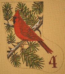 Liz Goodrick-Dillon 4 Calling Birds Mini Stocking Needlepoint Canvas