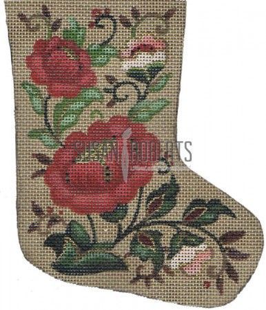 Liz Goodrick-Dillon Christmas Floral Mini Stocking Needlepoint Canvas