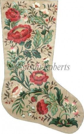 Liz Goodrick-Dillon Christmas Floral Stocking Needlepoint Canvas