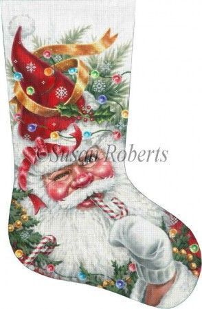 Liz Goodrick-Dillon Decorated Santa Stocking Needlepoint Canvas - 13M