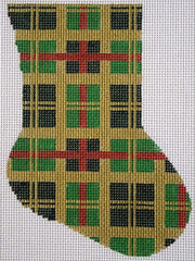 Silver Needle Christmas Plaid Minisock Needlepoint Canvas