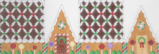 Susan Roberts Needlepoint Chocolate Trellis A-Frame Gingerbread House Needlepoint Canvas