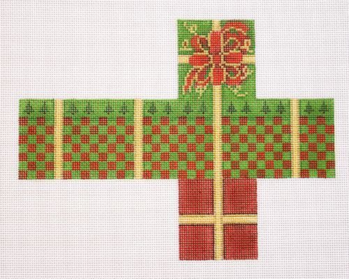 Susan Roberts Needlepoint Checkers and Trees Cube Gift Box Needlepoint Canvas
