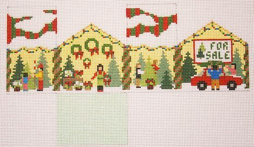 Susan Roberts Needlepoint Christmas Tree Lot Mini House Needlepoint Canvas