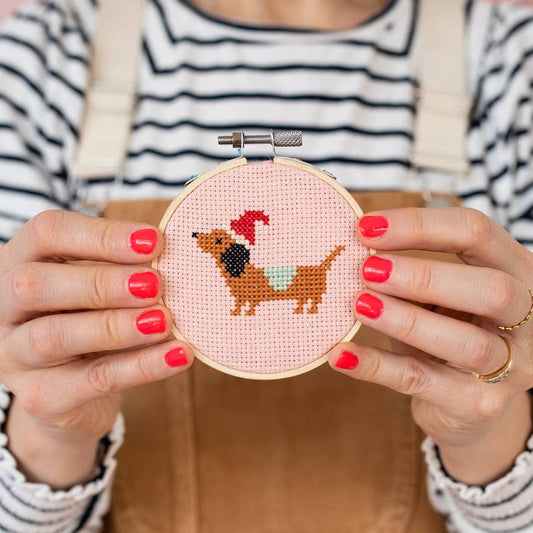 Cotton Clara Christmas Dachshund Cross Stitch Kit