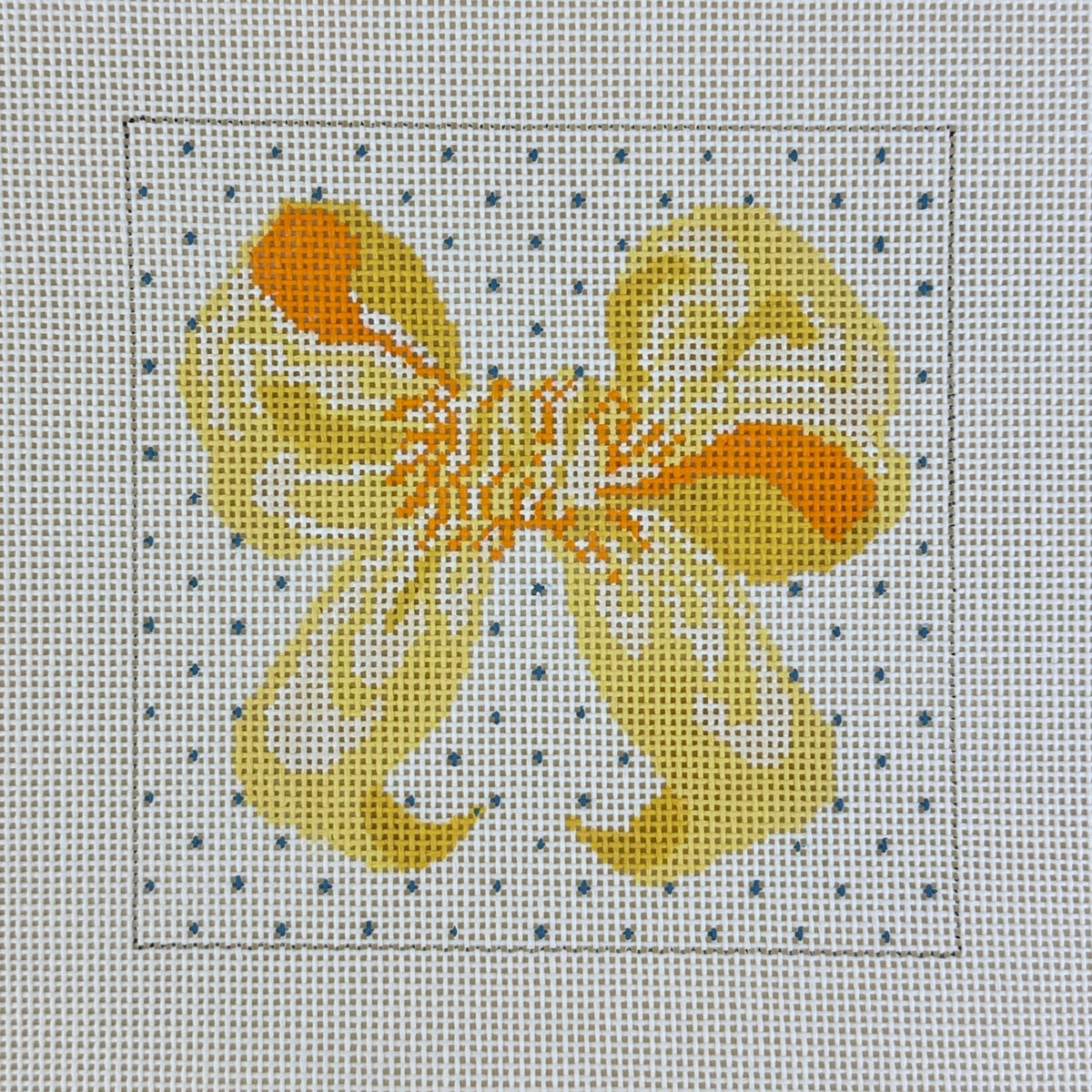 The Collection Designs Small Yellow Bow Needlepoint Canvas