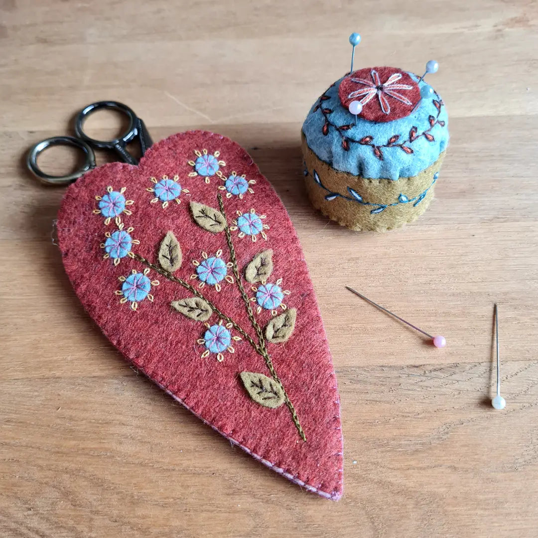 Corinne Lapierre Embroidered Scissors Pouch and Mini Pin Cushion Felt Craft Kit