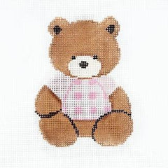 Audrey Wu Designs Gingham Bear - Pink Pink Needlepoint Canvas