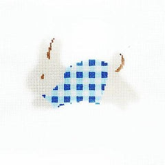 Audrey Wu Designs Gingham Bunny - Blue Blue Needlepoint Canvas