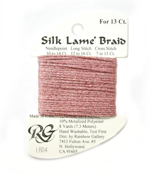 Rainbow Gallery Silk Lame Braid 13 - 004 Antique Rose