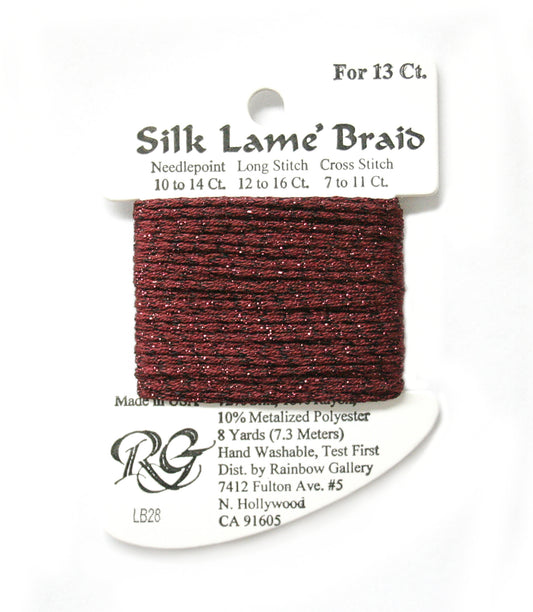 Rainbow Gallery Silk Lame Braid 13 - 028 Burgundy