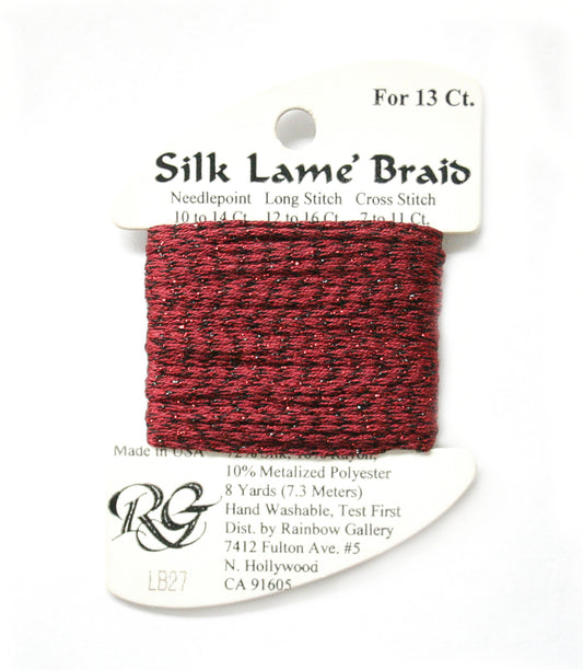 Rainbow Gallery Silk Lame Braid 13 - 027 Garnet