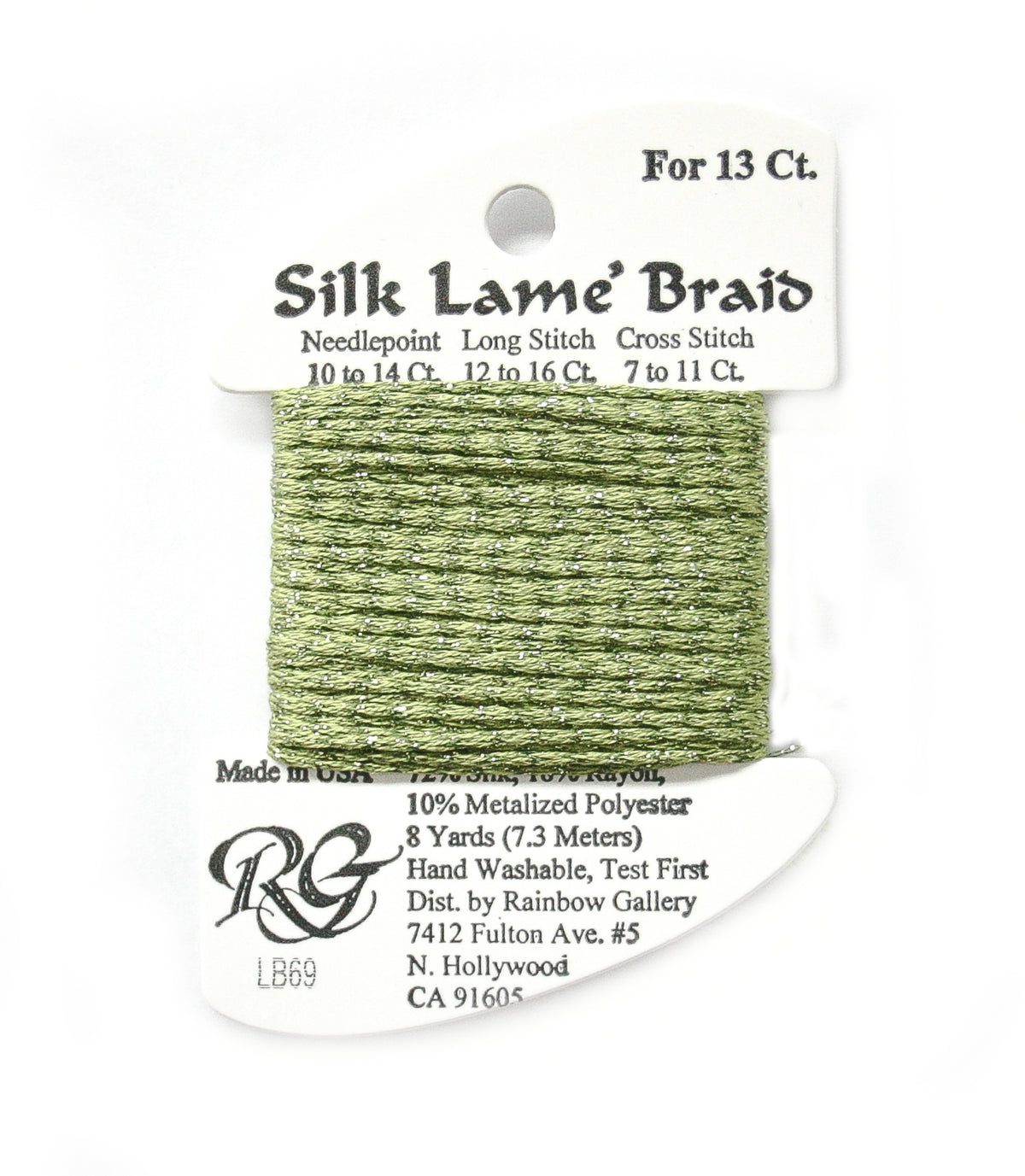 Rainbow Gallery Silk Lame Braid 13 - 069 Medium Avocado