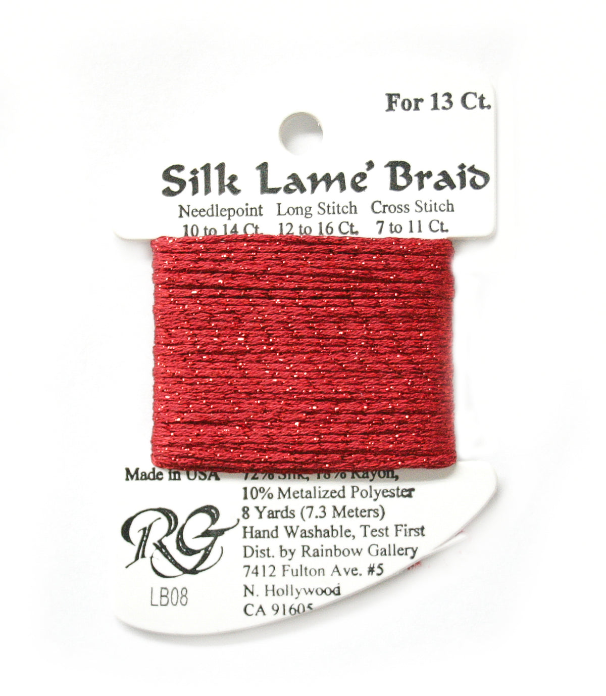 Rainbow Gallery Silk Lame Braid 13 - 008 Red