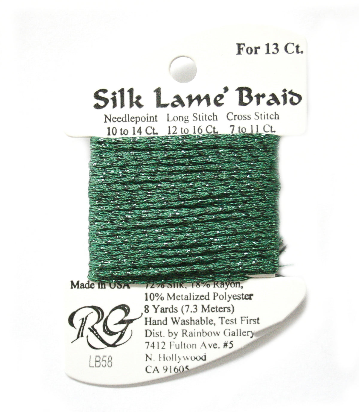 Rainbow Gallery Silk Lame Braid 13 - 058 Dark Christmas Green