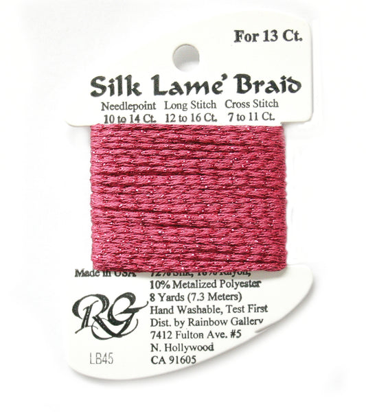 Rainbow Gallery Silk Lame Braid 13 - 045 Deep Rose