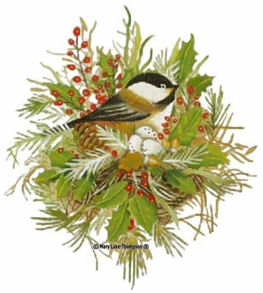 Melissa Shirley Designs Chickadee Nest Needlepoint Canvas