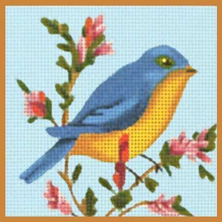 Melissa Shirley Designs Blue Yellow Bird Needlepoint Canvas