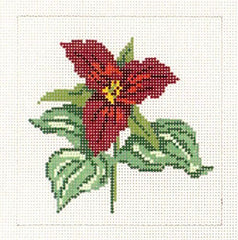 Barbara Russell Wild Flower Coaster: Trillium Needlepoint Canvas