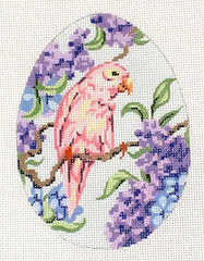 Barbara Russell Pink Bird with Flowers Egg Needlepoint Canvas