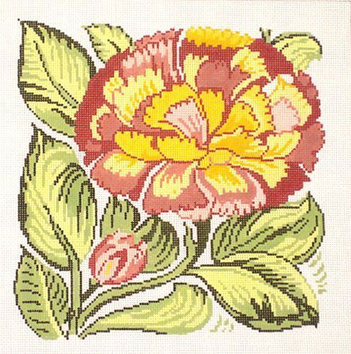 Barbara Russell DeMorgan Floral Design Needlepoint Canvas