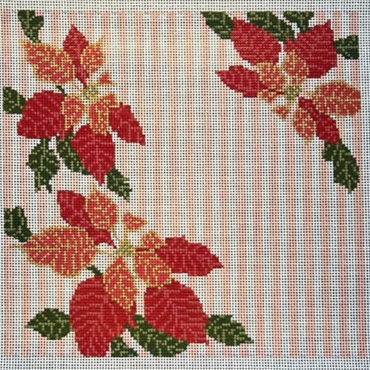 The Gingham Stitchery Kate Woodward Poinsettia Pillow Needlepoint Canvas