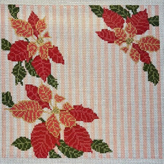 The Gingham Stitchery Kate Woodward Poinsettia Pillow Needlepoint Canvas
