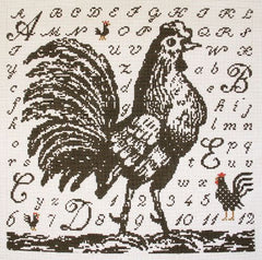 Birds of a Feather Toile Rooster Needlepoint Canvas