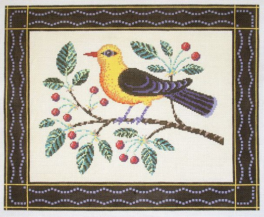 Birds of a Feather Yellow Bird Needlepoint Canvas