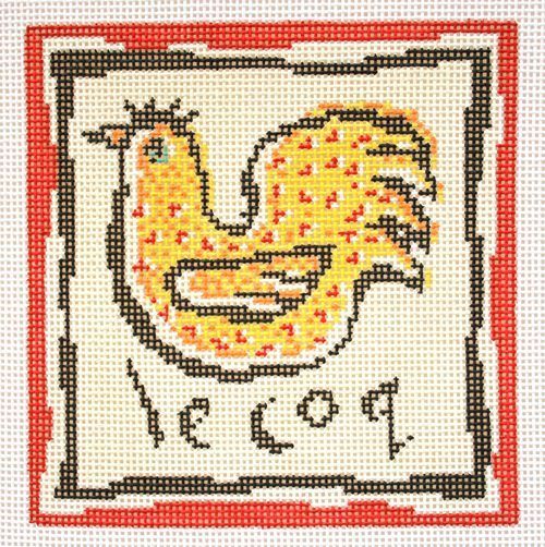 Birds of a Feather French Lesson Rooster Needlepoint Canvas