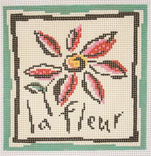 Birds of a Feather French Lesson Flower Needlepoint Canvas