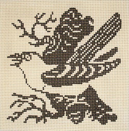 Birds of a Feather Toile Bird Needlepoint Canvas