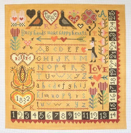 Birds of a Feather Happy Hearts Samplers Needlepoint Canvas