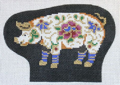 Patti Mann Cloisonne Pig Figurine Needlepoint Canvas