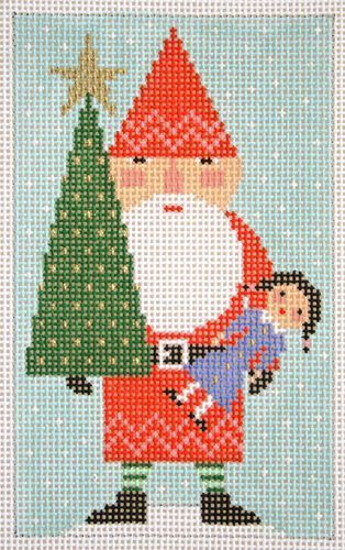 Birds of a Feather Red Santa Needlepoint Canvas