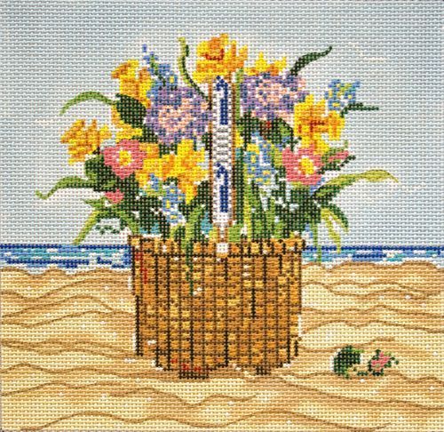 Cooper Oaks Design Ack Basket Flowers Needlepoint Canvas