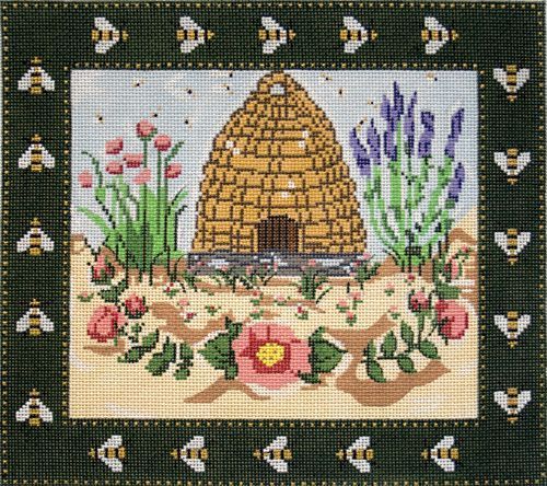 Cooper Oaks Design Border Bee Skep Needlepoint Canvas