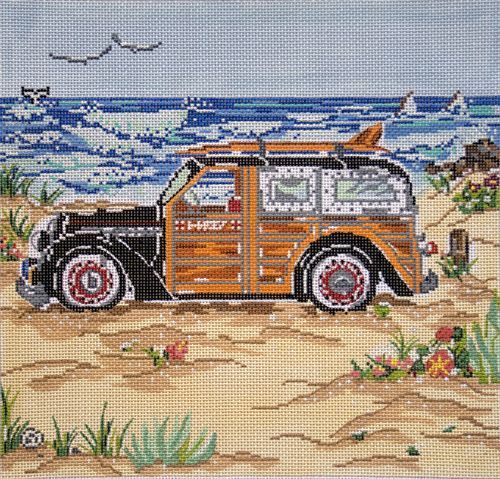Cooper Oaks Design Susan Wallace Barnes 1937 Woody Surfin Needlepoint Canvas