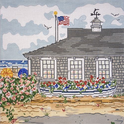 Cooper Oaks Design Cottage With Boat Needlepoint Canvas