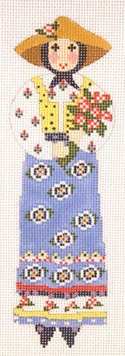 Cooper Oaks Design BL YL Flower Lady Ornament Needlepoint Canvas